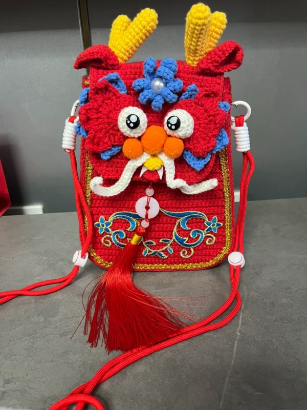 Handmade Crochet Yarn Cute Dragon Backpack