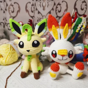 Hand-crocheted Pokémon Scorbunny