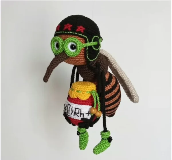 Handmade Crochet Mosquito Stealing Honey Pot Doll.