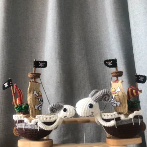 Handmade Crochet One Piece Keychain Handmade Knitting Merry Pirate Ship.