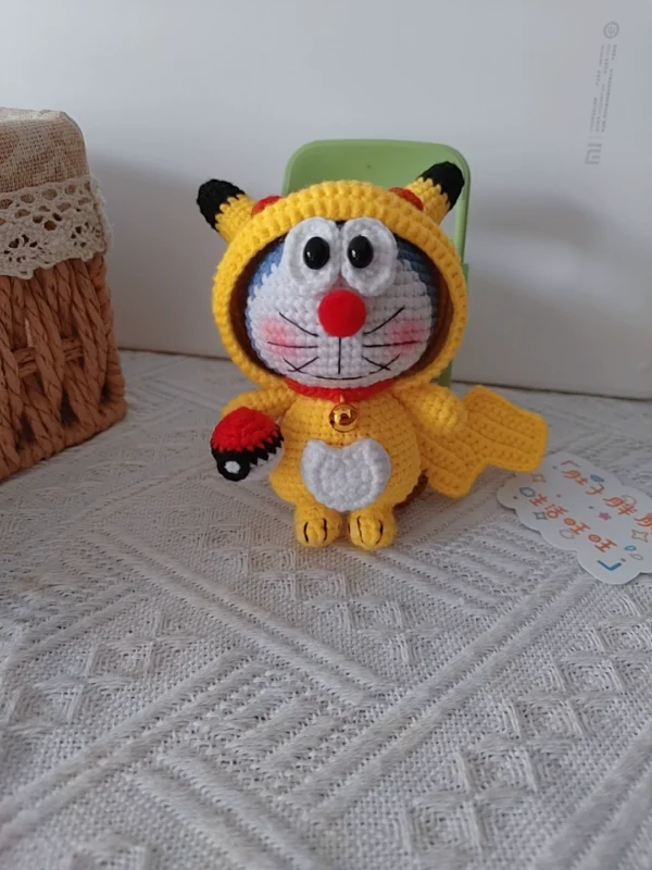 Handmade Crochet Pikachu and Doraemon