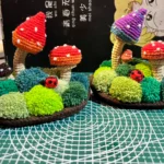 Mushroom Moss Landscape Table Decoration Lace Yarn Woolen Crochet.