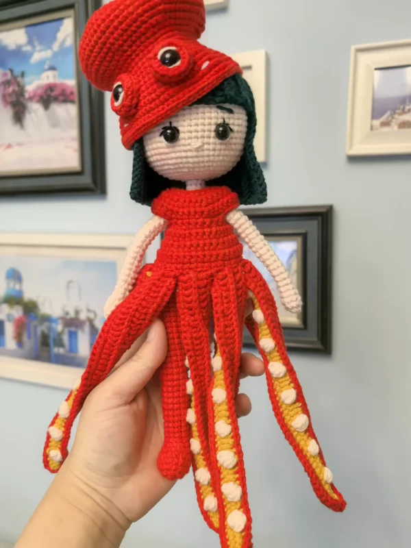 Octopus Girl crochet doll finished product