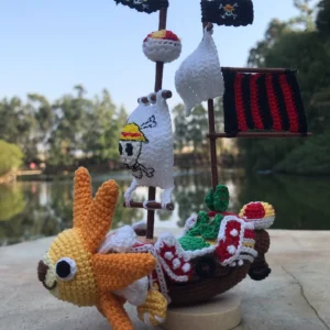 One Piece Thousand Sunny Ship hand-crocheted decoration