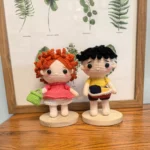 Ponyo and Sosuke crocheted doll finished product